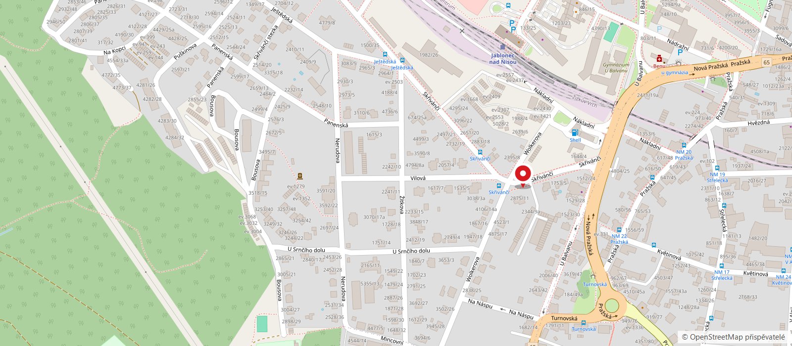 Mapa – Skřivánčí 1883/12, 466 01 Jablonec nad Nisou